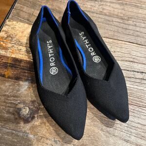 Rothy's Black Flats with Blue Trim